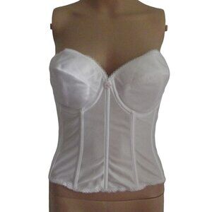 Dominique Bra 34D White #7750 Strapless Satin Longline Bridal